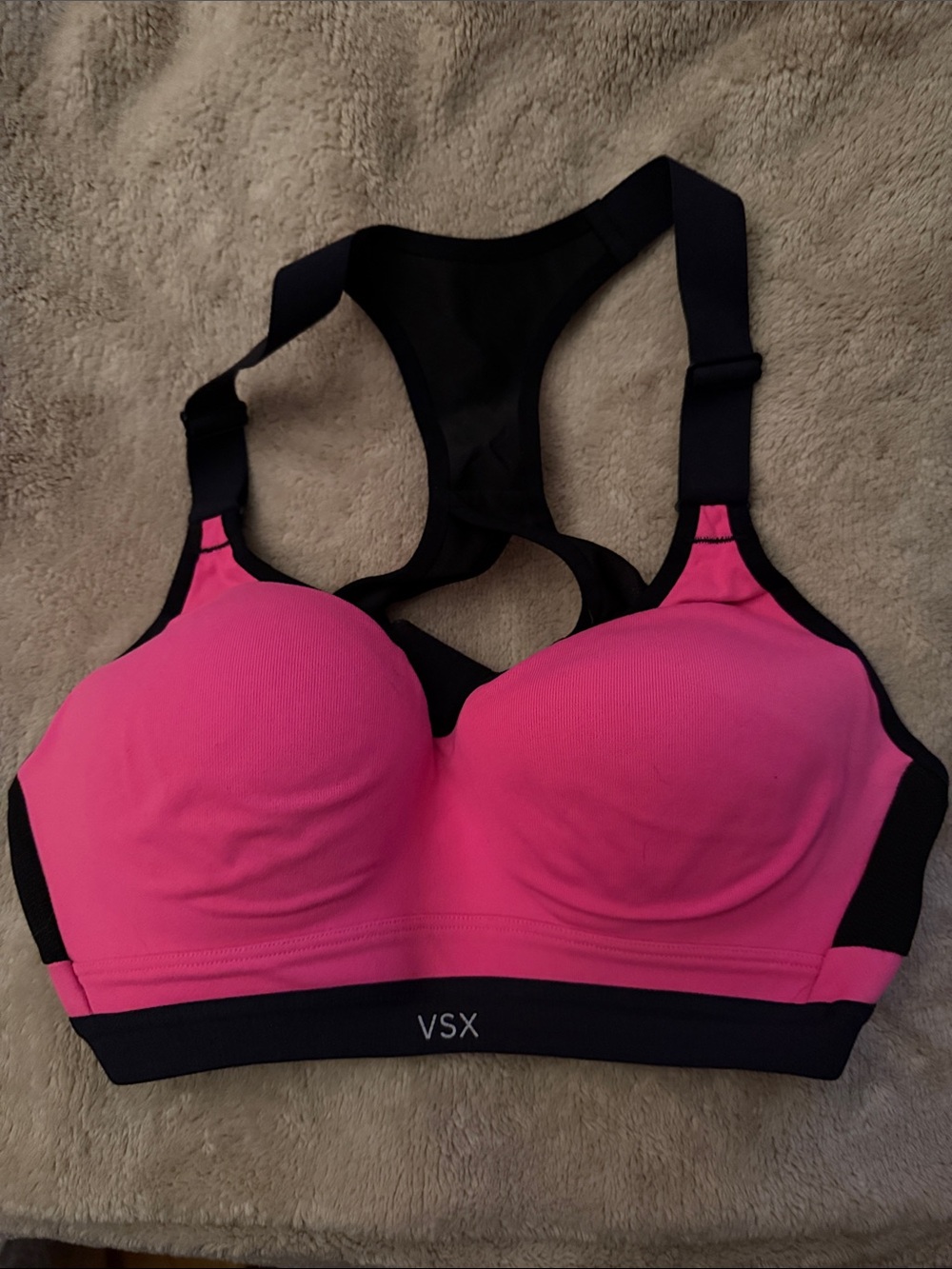 VSX Pink and Black Racerback High-Support Sports Bra - 36b